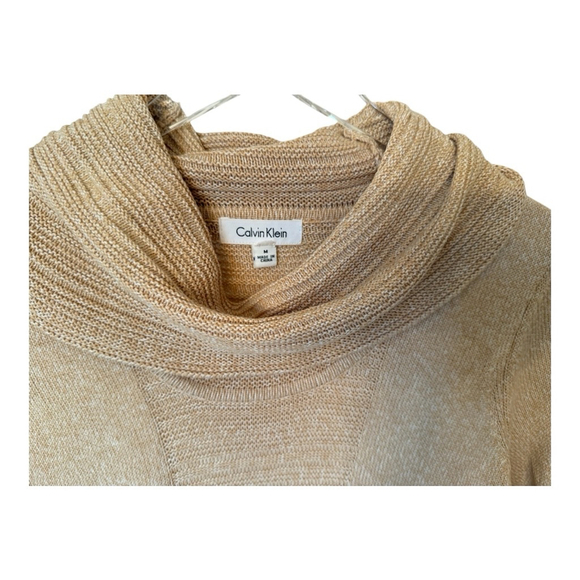 Women's Calvin Klein Beige Cowl Neck Sweater Tunic Size Medium M - Picture 3 of 9